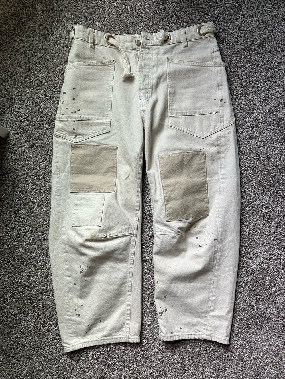 Free People We The Free Moxie Pull-On Barrel Jeans | 28 Women’s | Cream